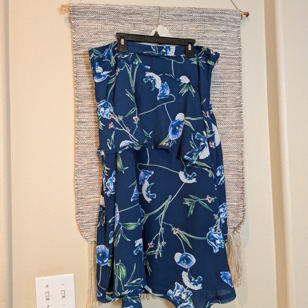 Ivanka Trump Ruffled Skirt in Navy Floral